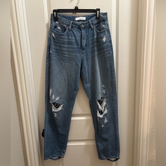 Kancan Wrene 90's Boyfriend Jeans Women's 7/27 Blue Ultra High Rise Distressed - Picture 1 of 11